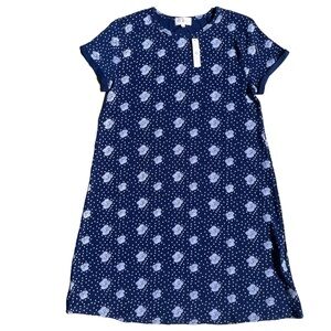 Thyme & Honey Women’s Sz Medium Navy Light Blue Floral Dot Pattern T-shirt Dress